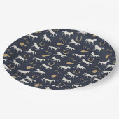 Assiettes En Carton Motif des chevaux anglais or et ivoire (Angle)