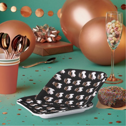 Assiettes En Carton Motif des Cochons de Guinée Tortoiseshell, (Multi)