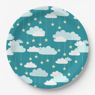 Assiettes En Carton Motif des étoiles et nuages en chute mûre