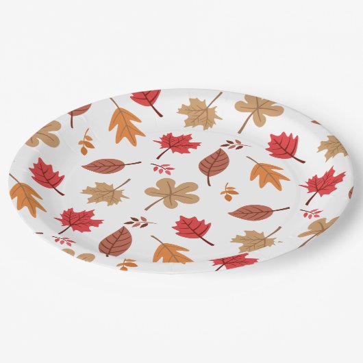 Assiettes En Carton Motif des feuilles automnales (Angle)