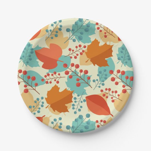Assiettes En Carton Motif des feuilles d'automne modernes | Thanksgivi (Devant)