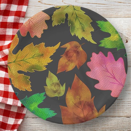 Assiettes En Carton Motif des feuilles d'automne modernes | Thanksgivi