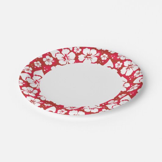 Assiettes En Carton Motif des fleurs d'Hibiscus (Angle)