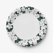 Assiettes En Carton Motif des fleurs tropicales blanches (Devant)