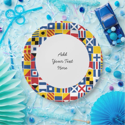 Assiettes En Carton Motif des indicateurs de signal nautique (Fête)