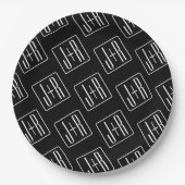 Assiettes En Carton Motif des initiales Mariages modernes | Noir & Bla (Devant)