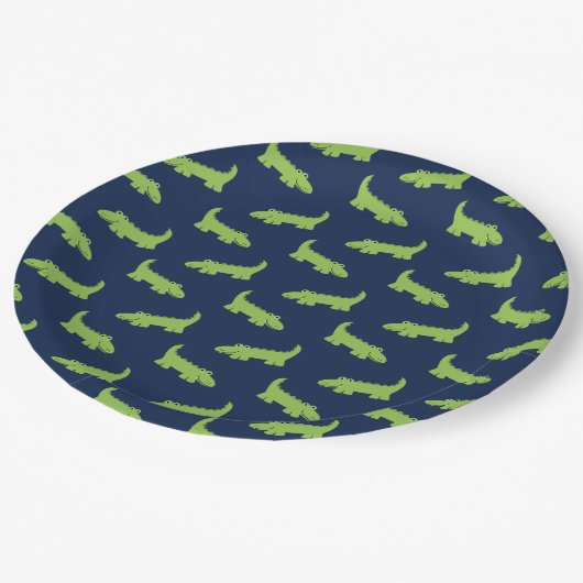 Assiettes En Carton Motif des mignons alligators Anniversaire (Angle)