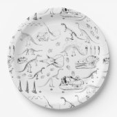 Assiettes En Carton Motif des os fossiles de dinosaures (Devant)