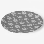 Assiettes En Carton Motif Des Pâtes Et Des Os Gris (Angle)