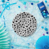 Assiettes En Carton Motif des points Dalmatiens noirs et blancs (Fête)