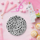 Assiettes En Carton Motif des points Dalmatiens noirs et blancs (Fête)