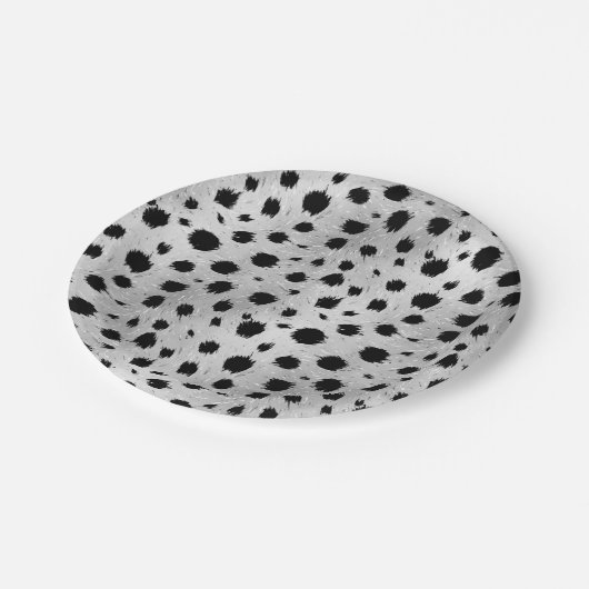 Assiettes En Carton Motif des points Dalmatiens noirs et blancs (Angle)