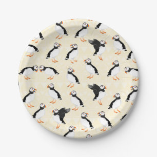 Assiettes En Carton Motif des Puffin Birds
