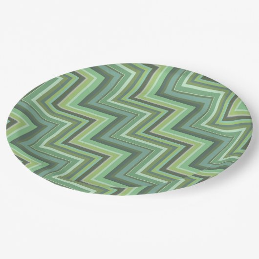 Assiettes En Carton Motif d'escalier à rayures vert olive (Angle)
