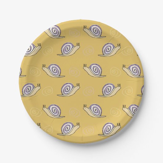 Assiettes En Carton Motif d'escargots et de torrents illustrés (Devant)