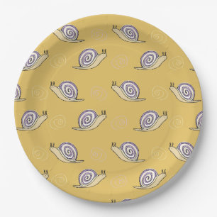 Assiettes En Carton Motif d'escargots et de torrents illustrés