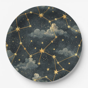 Assiettes En Carton Motif d'étoile de constellation céleste (1)