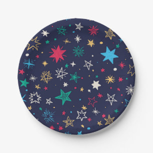 Assiettes En Carton Motif d'étoiles