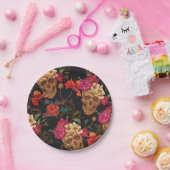 Assiettes En Carton Motif d'Halloween, crânes, rose, gothique, noir, t (Fête)