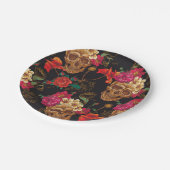 Assiettes En Carton Motif d'Halloween, crânes, rose, gothique, noir, t (Angle)