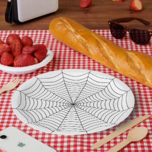 Assiettes En Carton Motif d'Halloween noir et blanc