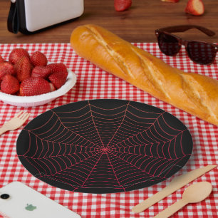 Assiettes En Carton Motif d'Halloween noir et rouge