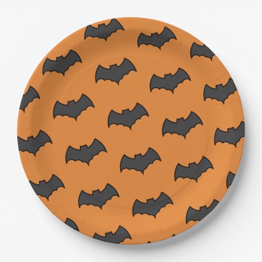 Assiettes En Carton Motif d'Halloween Orange (Devant)
