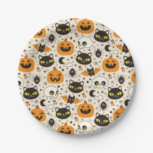 Assiettes En Carton Motif d'Halloween rétro
