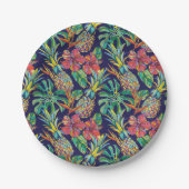 Assiettes En Carton Motif d'hibiscus à ananas tropicaux (Devant)