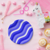 Assiettes En Carton Motif diagonal bleu brillant (Fête)