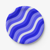 Assiettes En Carton Motif diagonal bleu brillant (Devant)