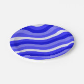 Assiettes En Carton Motif diagonal bleu brillant (Angle)