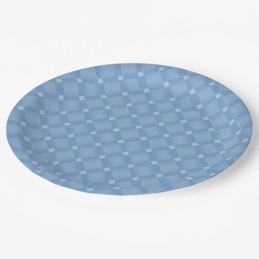 Assiettes En Carton Motif Diamant bleu (Angle)