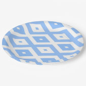 Assiettes En Carton Motif diamant bleu et blanc (Angle)