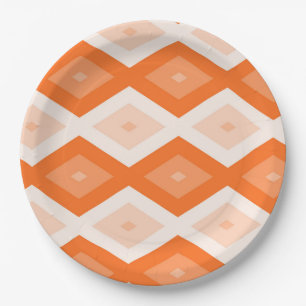 Assiettes En Carton Motif diamant orange