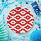 Assiettes En Carton Motif diamant rouge et blanc (Fête)
