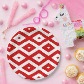 Assiettes En Carton Motif diamant rouge et blanc (Fête)