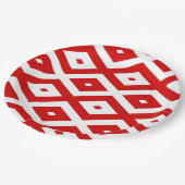 Assiettes En Carton Motif diamant rouge et blanc (Angle)