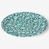 Assiettes En Carton Motif diamant turquoise (Angle)