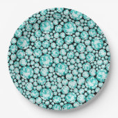 Assiettes En Carton Motif diamant turquoise (Devant)