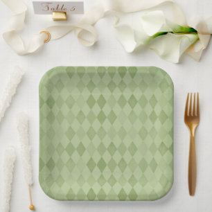 Assiettes En Carton Motif Diamant vert de la Monnaie Sage