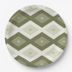 Assiettes En Carton Motif diamant vert olive