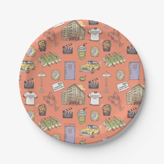 Assiettes En Carton Motif d'icônes colorées AMIS™ (Devant)