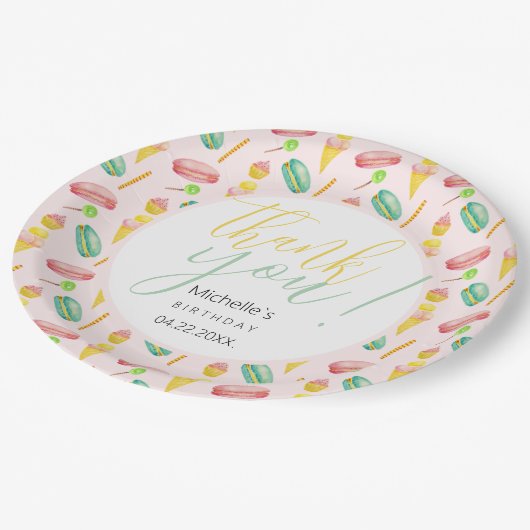 Assiettes En Carton Motif d'illustration d'aquarelle de la fête d'été (Angle)