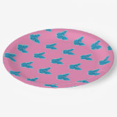 Assiettes En Carton Motif d'illustration de papillons bleus (Angle)