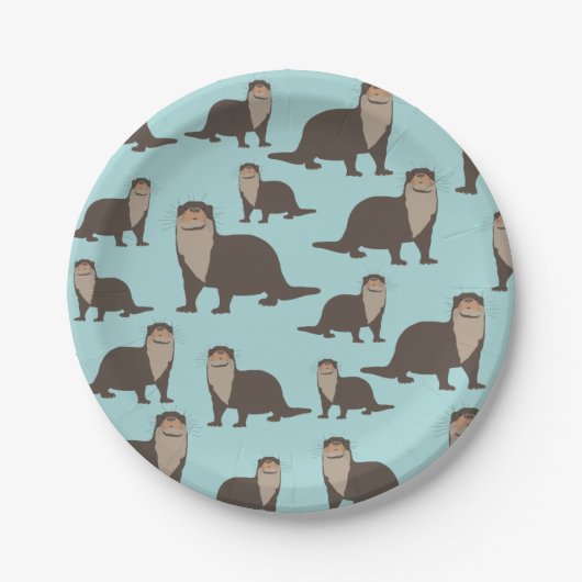 Assiettes En Carton Motif d'illustrations de mignon Otter (Devant)