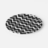 Assiettes En Carton Motif d'impression chevron noir blanc et gris (Angle)