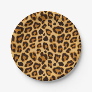 Assiettes En Carton Motif d'impression de peau de léopard
