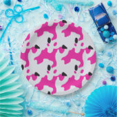 Assiettes En Carton Motif d'impression de vache rose et noire (Fête)
