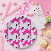 Assiettes En Carton Motif d'impression de vache rose et noire (Fête)